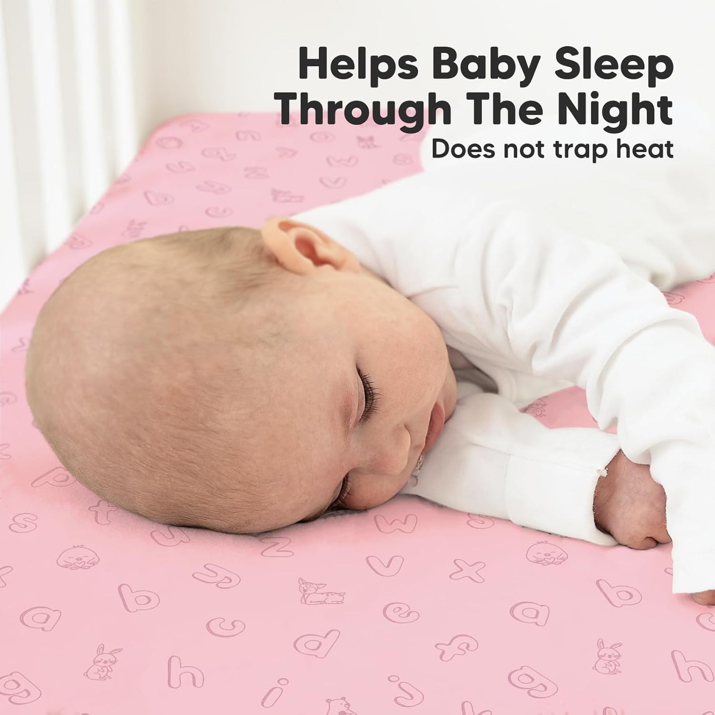 KeaBabies 2-Pack Organic Crib Sheets for Boys, Girls - 52x28 Fitted Crib Mattress Sheet Neutral, Breathable Jersey Cotton Cover for Baby Bed, Toddler Mattress, Soft & Cute Prints (ABC Land Rose)