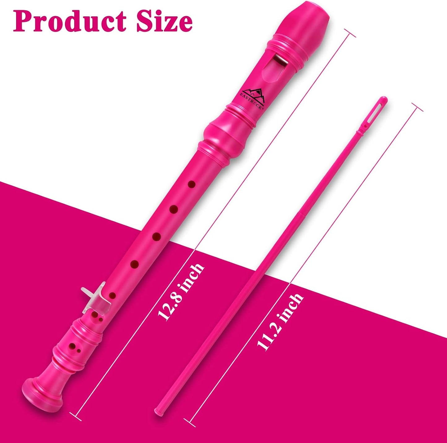 Eastrock Recorder Instrument German Style Soprano Recorder 3 Pieces for Beginners with Cleaning Rod, Fingering Chart, Packing Bag, Thumb Rest