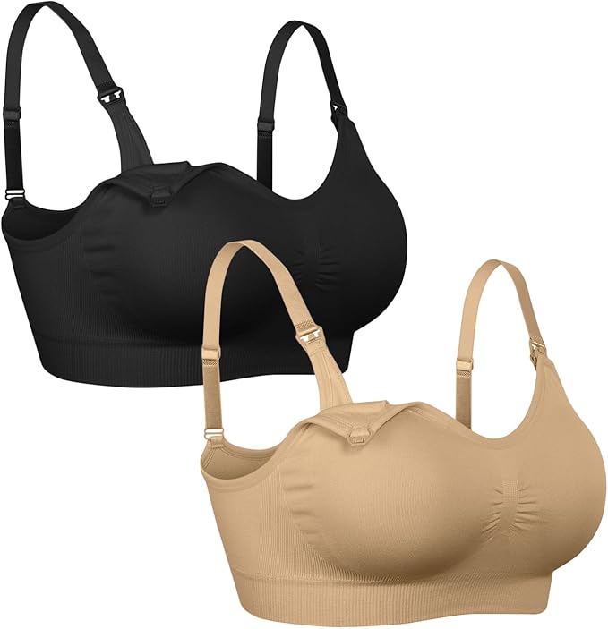 iloveSIA 4Pack Nursing Bra for Breastfeeding Maternity Bra for Pregnancy Seamless Wireless Fit Bra Regular & Plus Size M-4XL