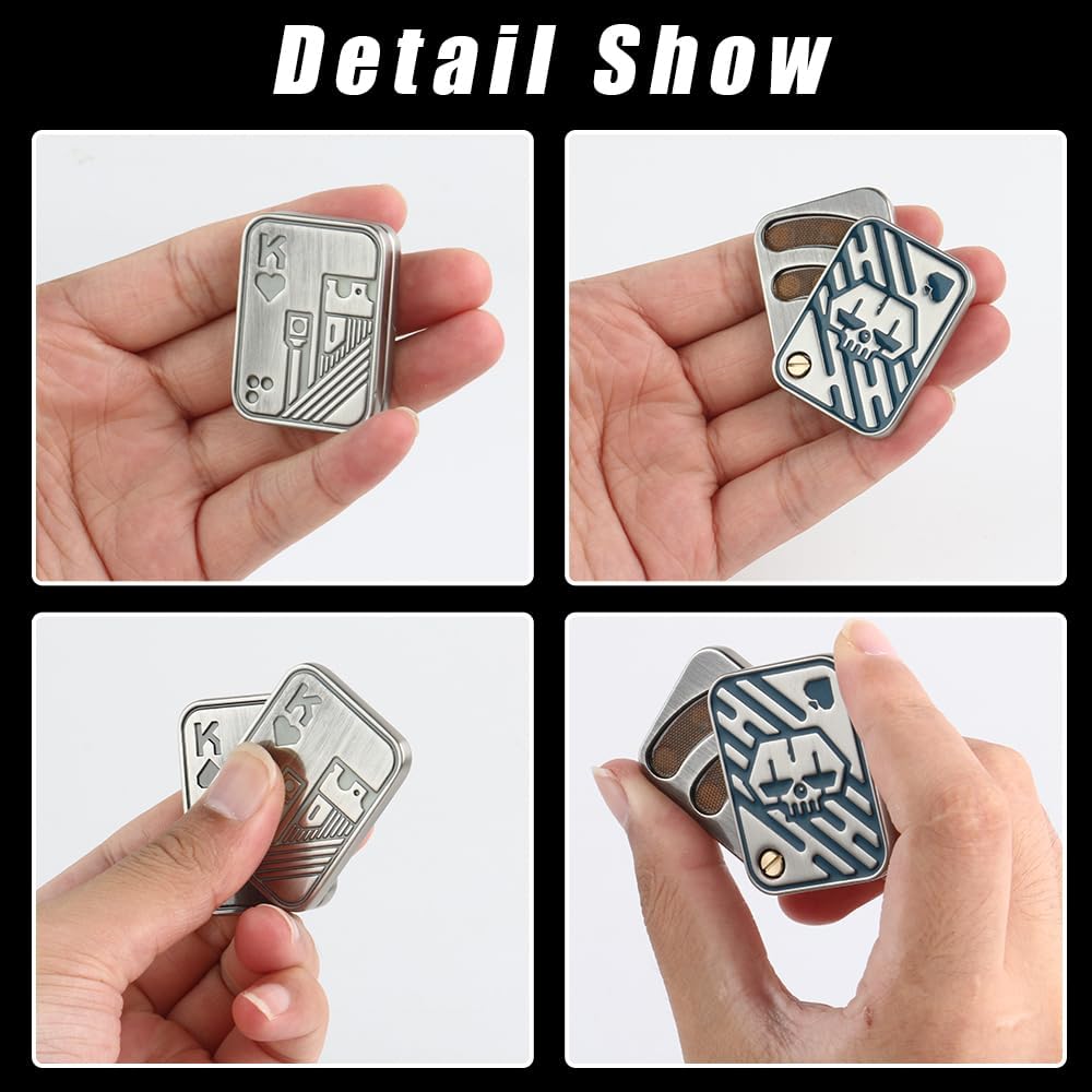 Magnetic Metal Fidget Toys - Metal Poker Push Card Fidget Slider Stress Relief Toy, Men’s EDC Toy Fidget Toy Haptic Coin, Office Desk Toys Gifts for Boyfriend and Father (Glow KK Silver)