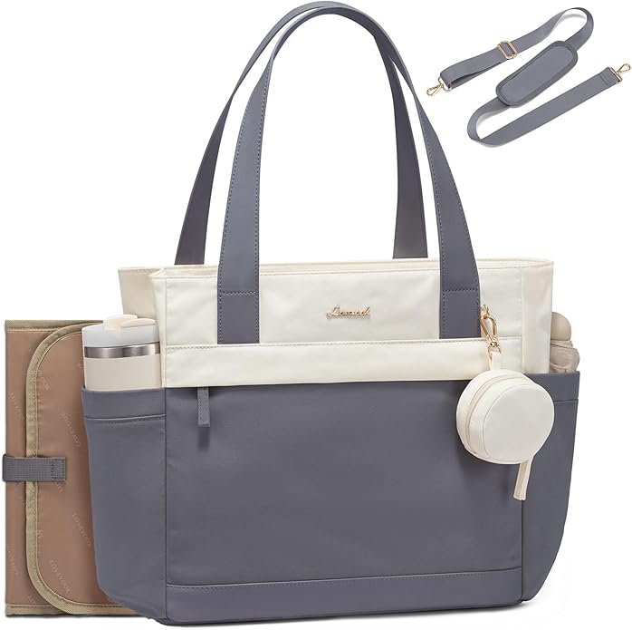 LOVEVOOK Diaper Bag Tote Large Baby Bag for Mom Hostipal and Travel Diaper Tote for Baby Boy with Pacifier Case Changing Pad