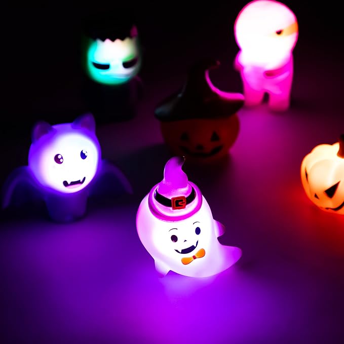 JOYIN 6 Pcs Halloween Light-Up Bath Toys ,Halloween Theme Toys Flashing LED Light Floating Bathtub Toys for Baby,Toddler Water Tub Games Swimming Pool Party