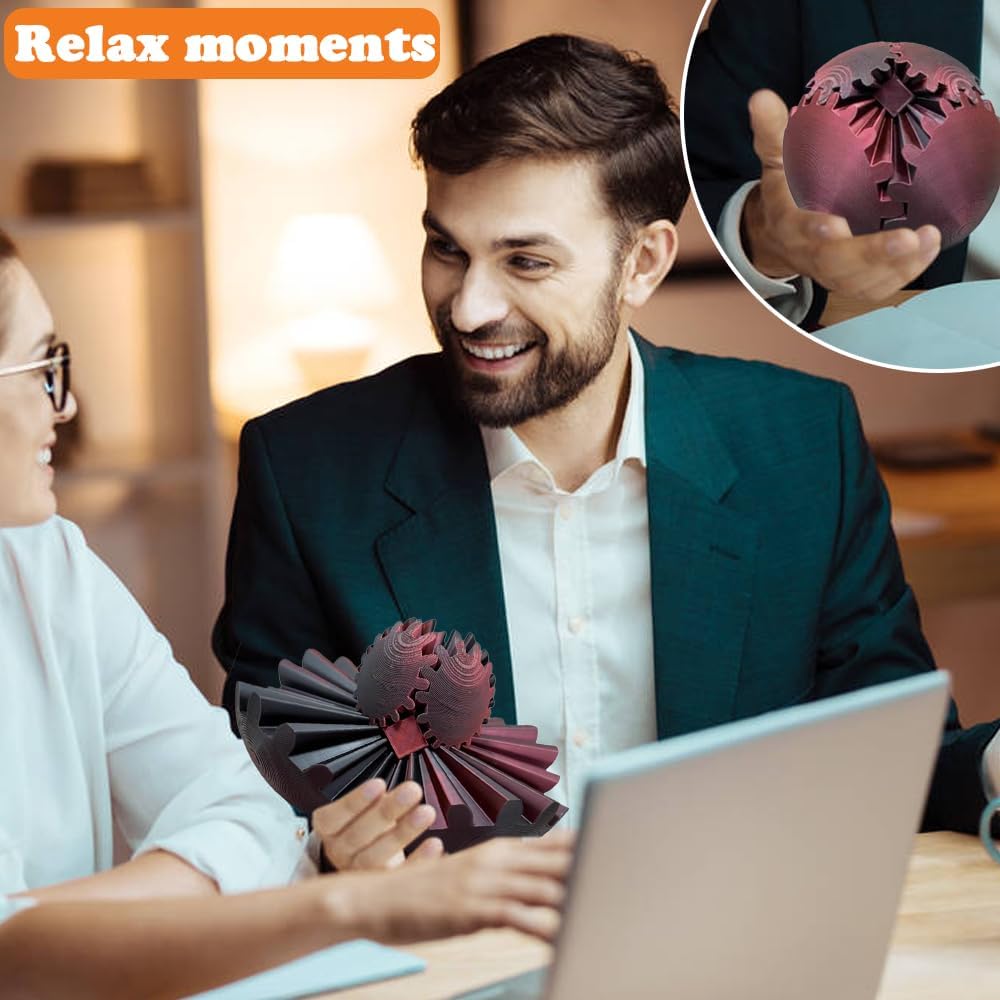 3D Printed Gear Ball, Gears phere Gear Ball Fidget Toy, Puzzle Balls, Fidget Ball, Cube Fidget Toy ,Gear Ball Toys for Classroom Prizes, Party Birthday, Anxiety Relaxing and Stress. (Black)
