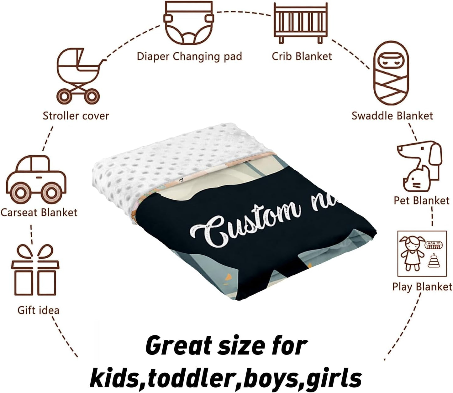 Custom Name Crib Bedding Set - Orange Sika Deer Pattern, Personalized Nursery Bedding 3-Piece Set– Soft Blanket, Fitted Sheet, Changing Pad Cover – for Newborns Girls Nursery Gifts