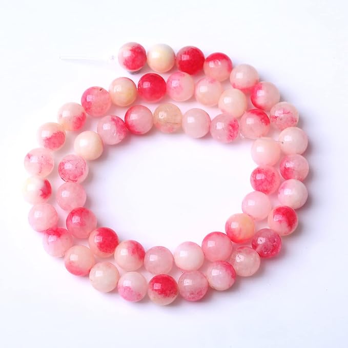 12MM 32PCS Pink Tourmaline Jade Stone Beads for Jewelry Making DIY Bracelet Necklace 15"
