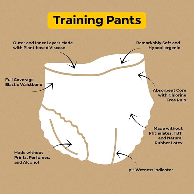 DYPER Toddler Potty Training Pants Girls & Boys Size 4T-5T, Honest Ingredients, Day & Overnight, Made with Plant-Based* Materials, Hypoallergenic for Sensitive Skin, Unscented