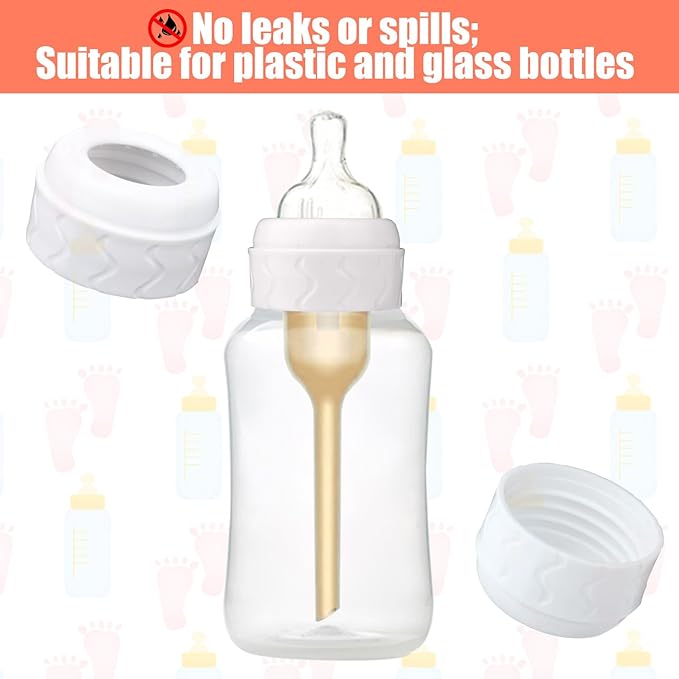 4pcs Bottle Nipple Collars Rings, Compatible with Dr. Brown's Narrow Plastic & Glass Bottles Bottles 4oz & 8oz No Leak or Spills Replacement Bottle Nipple Ring Collars Baby Feeding Accessories