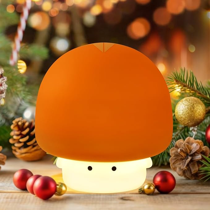 YISUN Mushroom Night Light, Cute Silicone Nightlight for Baby Toddler, Rechargeable LED Nursery Lamp with Timer, 3 Level Dimmable Soft Squishy Night Lamp Gift for Bedroom Kids Room Decor