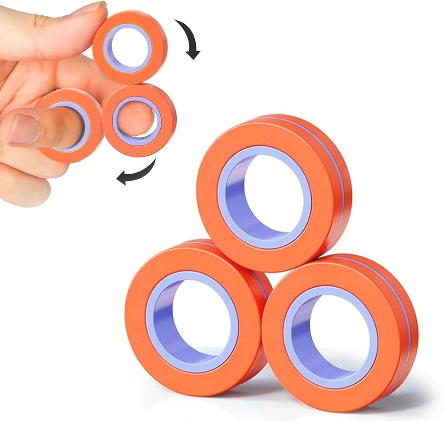 Magnetic Rings Fidget Toy for Adult, Idea ADHD Anxiety Magnetic Fidget Toys Set Fidget Spinner Rings for Relief, Gifts for 8 9 10 11 12 13+ Year Old Boy Girl Teen