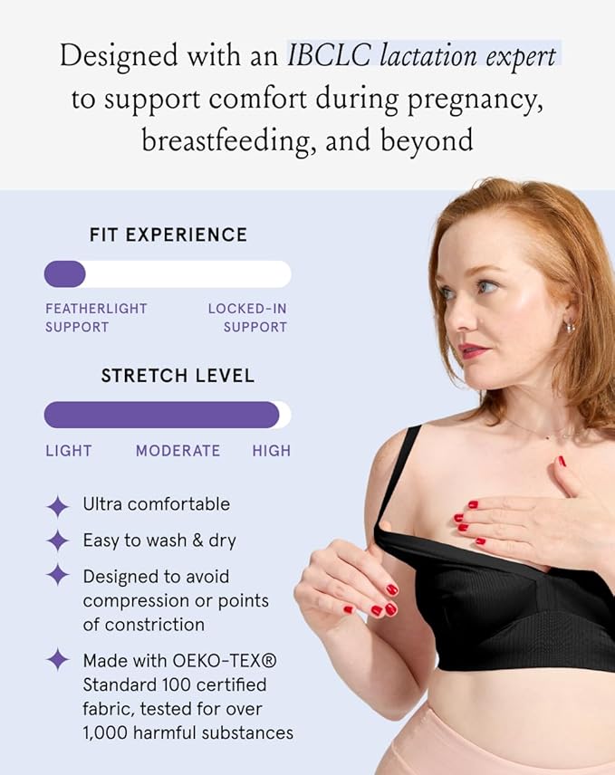 Bodily The Effortless Bra for Pregnancy, Postpartum & Nursing, Soft, Seamless, Stretchy & Wireless Pull-Down Maternity Bra