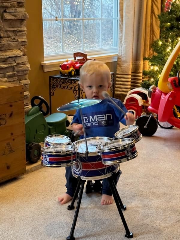 Toddler Jazz Drum Set Upgraded Kit with 5 Drums - Music Toys for 3-5 Year Old Boys & Girls