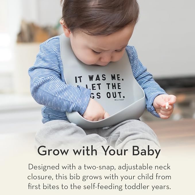 Bella Tunno Baby Bib for Eating, Waterproof Silicone Bib with Large Food Catcher, Adjustable Fit for Babies 4-12 months & Toddlers 1-3 Years, Boys & Girls, I Love Grandma