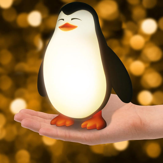 Tcamp Cute Penguin Night Light for Kids, 3 Level Dimmable Nursery Nightlight Lamp, Cute Silicone Squishy Lighted Penguin Tap Light, Rechargeable Bedside Touch Lamp for Toddler Baby
