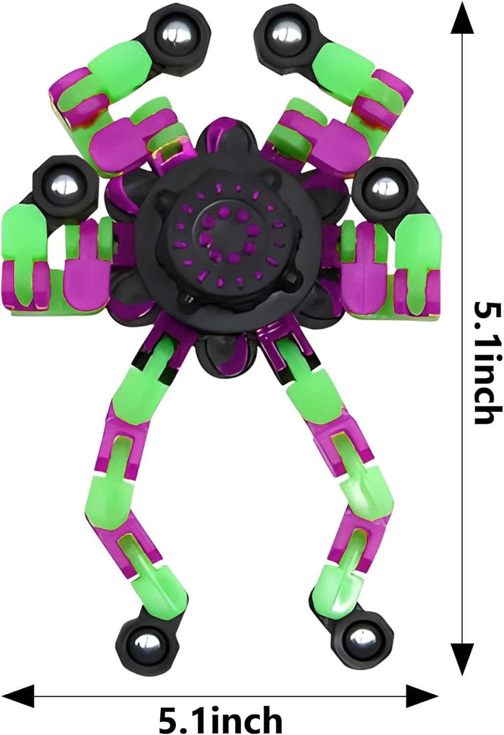 Fidget Spinners, DIY Transformable Chain Robot Finger Spinner, Glow in The Dark Deformable Creative Mechanical Gyro Toy Stress Relief Toy Fidget Fingertip Toy for Kids and Adults (2 Pack)