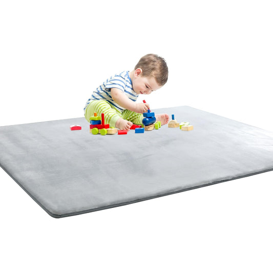 BALAPET Thick Memory Foam 50x50 Play Mat for Playpen, Super Soft Velvet Portable Baby Playpen Mat for Kids Toddler Crawling and Play, Non-Slip Bottom Playmat, Grey