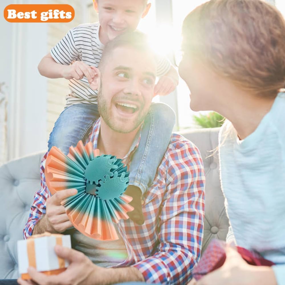 3D Printed Gear Ball, Gears phere Gear Ball Fidget Toy, Puzzle Balls, Fidget Ball, Cube Fidget Toy ,Gear Ball Toys for Classroom Prizes, Party Birthday, Anxiety Relaxing and Stress. (Cyan)