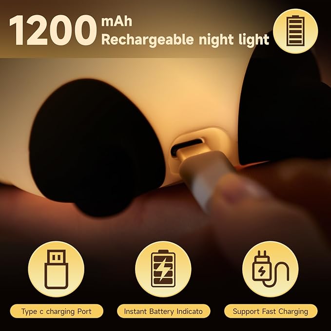 Cute Duck/Chicken/Pig/Rabbit/Panda Night Light, LED Squishy Animal Novelty Lamp for Toddler Baby Kids, Nursery Touch Kawaii Room/House Decor