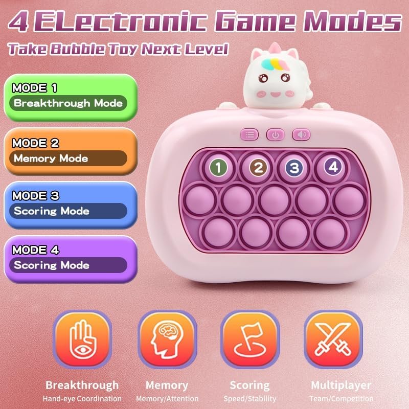Fast Push Game | Light Up Fidget Toy | 2024 Upgraded Fast Push Game Pop Fidget Toys for Kids, Educational and Memory Growth | Speed Push Pop Game (Unicorn)