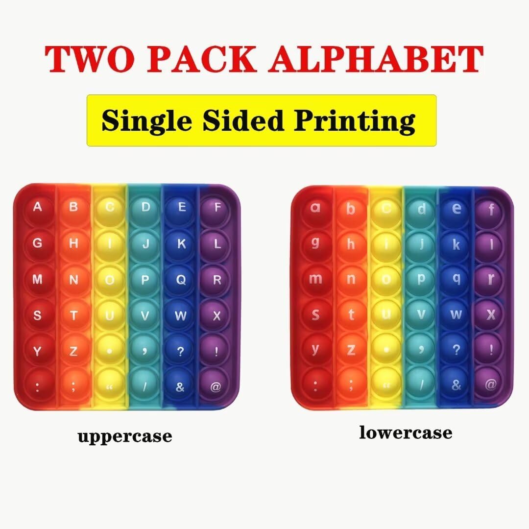 Alphabet Poppers (2 Pack) Fidgety Toy, ABC Letter Learning & Educational Popper Uppercase Lowercase Matching Game, Stress Relief Sensory Popping Game, Preschool Montessori Toy for Classroom