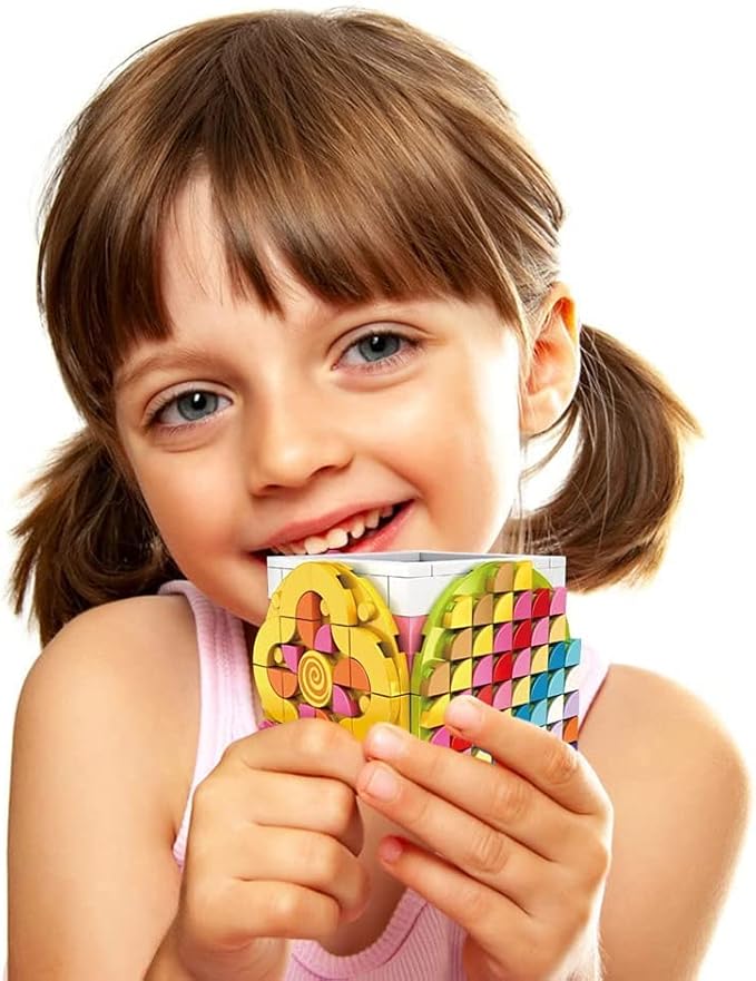 SIENON Dots Rainbow Pencil Holder Building Blocks, DIY Creative Craft Bricks Pen Holder Kit, Fun Construction Jewelry Organizer Box Toys for Kids Birthday Christmas Gift