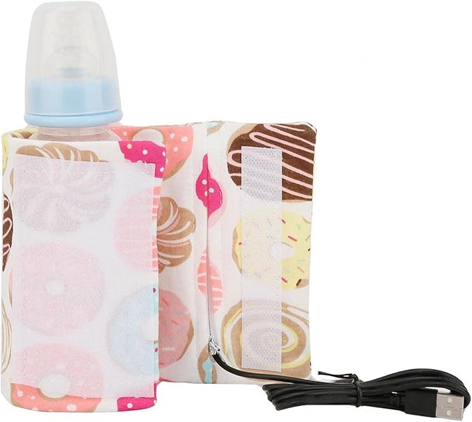 GOTOTOP Bottle Warmer Bag Bottle Warmer Case Milk Warmer Portable Cooler Bag with USB Charging Port for Baby Care(Donut)