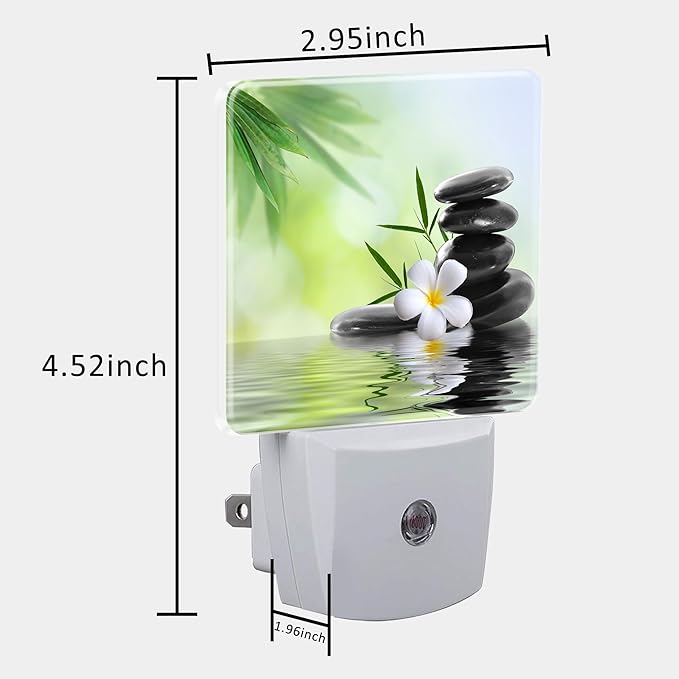 Plug in Night Lights Spa Concept Zen Stones Nightlight Plug Into Wall Dusk to Dawn Sensor LED Night Light for Kid Girls Boys Women Men Room Decor, Hallway, Kitchen, Bathroom, Nursery, Stairs