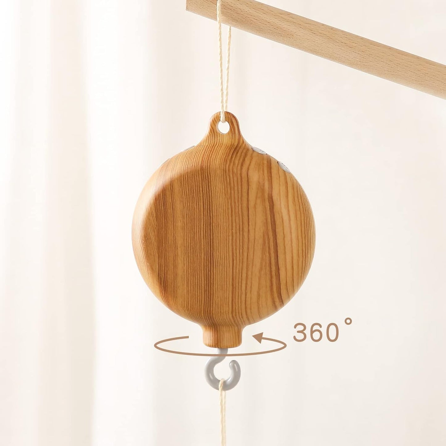 Baby Crib Mobile Musical Box - Mobile Rotary Music Box Imitation Wood - Music Box with Rotating Hook -Crib Mobile Motor Battery Operated Plays 12 Tunes Crib Toys Attachments (Without Arm)