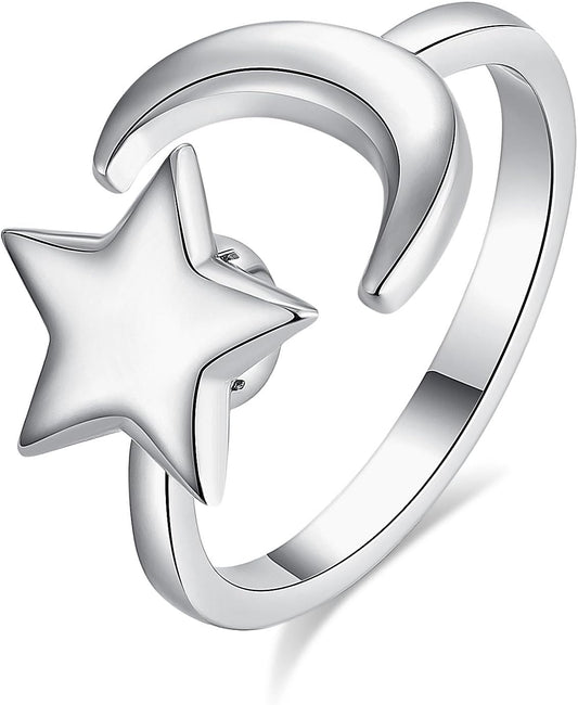 INFUSEU Funny Spinner Fidget Rings for Women Girls Anti Anxiety Stress Worry, Adjustable Size