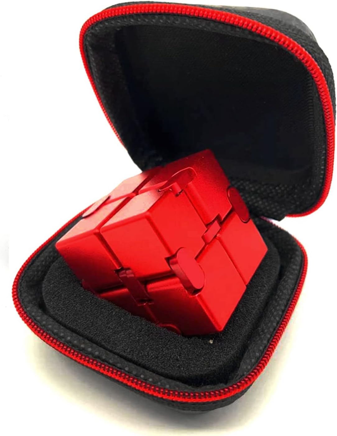Fidget Blocks Toys Infinity Cube Anxiety Stress Relief Toy for Adults Gifts Aluminum Alloy Material (RED)