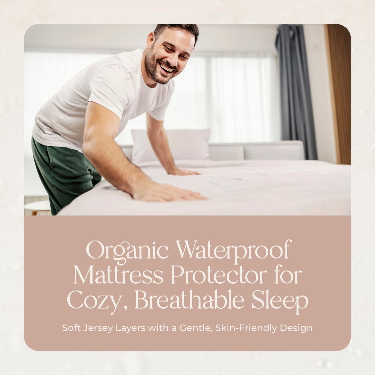 Organic Cotton, 100% Waterproof Mattress Protector Pad – Soft, Hypoallergenic, Breathable Bed Cover – GOTS & Fair-Trade Certified – 17 in. Deep, California King Size Mattress Cover by Whisper Organics