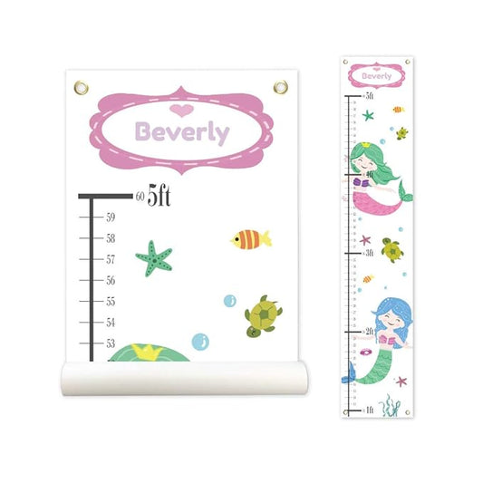 Sungwon Personalized Kids Canvas Growth Chart, Mermaid