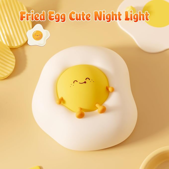 Egg Night Light for Kids,Toddler, Baby Nursery, Cute Nightlight Silicone Lamp for Sleeping Companion, Auto Off 30Min Timer, Cordless Rechargeable Battery