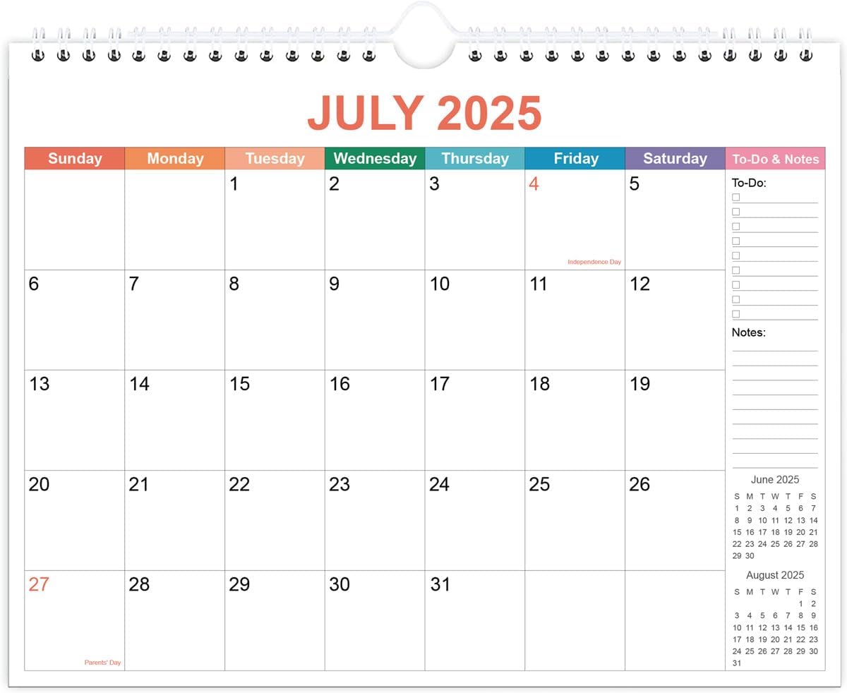 Calendar 2025-2026 - Wall Calendar from September 2025 to December 2026, 2025 Calendar with Premium Paper, Twin-Wire Binding & Hanging Hook, 11.5" x 14.5", Colorful