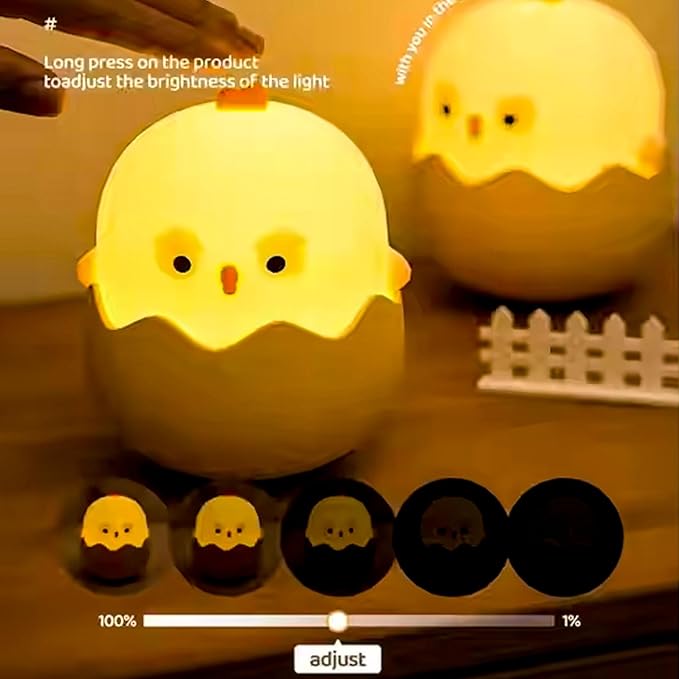Easter Chick Egg Night Light - Dimmable 7-Color LED Nursery Lamp for Babies, Soft Silicone Touch Eggshell Decor for Easter Basket, Bedroom & Kids Room, Easter Gifts & Birthday Presents