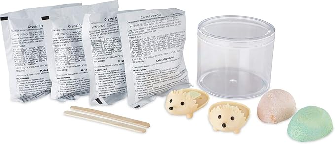 MindWare Crystal Growing Kits: Hedgehogs Bright Colors Set of 2 – Cute DIY Crystal Growing Kits for Kids & Teens – Funky mini Science Experiment in an 9pc kit – Crystals Grow in 24 Hours