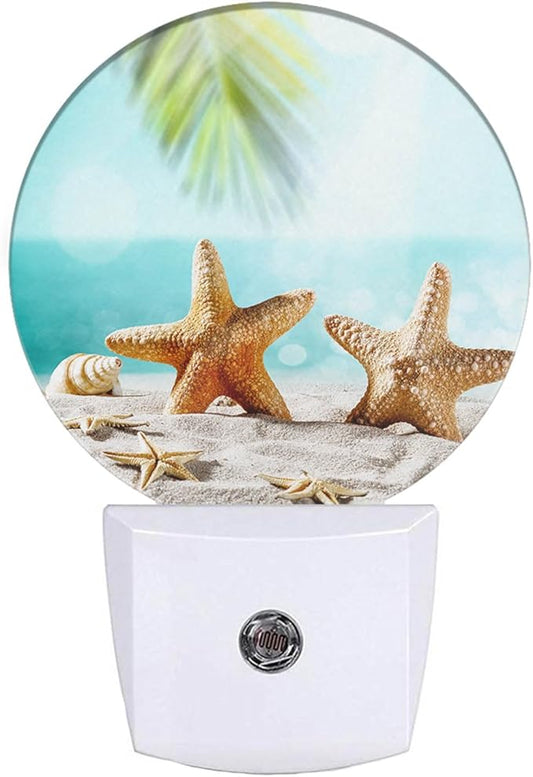 EKOBLA Starfish LED Night Light Summer Sea Ocean Coastal Beach Nautical Plug-in Nightlights Auto Sensor LED Dusk to Dawn Light for Boys Girls Men Women