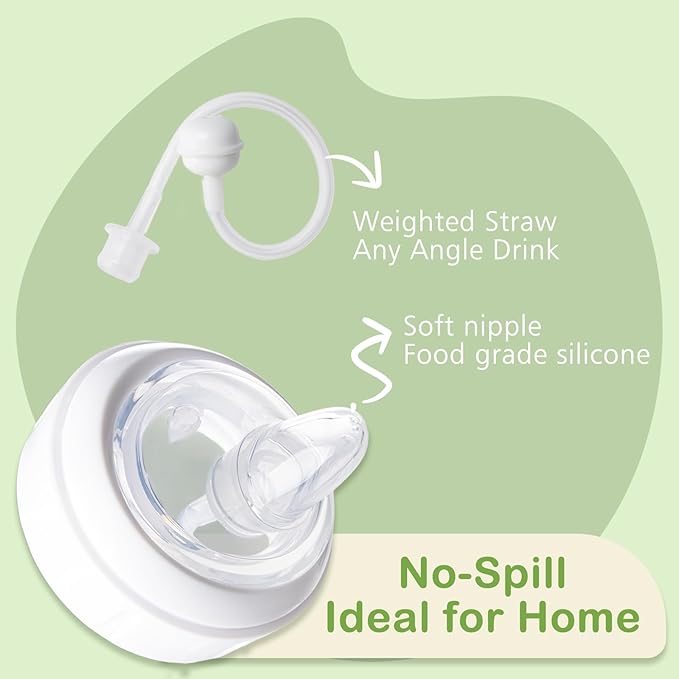 3 Pack Weighted Straw Cup Conversion Kit Compatible with Dr Browns Wide Neck Bottles, Soft Straw Bottle Top Conversion Kit, No-Spill, Transition Kit with Silicone Straws Nipple