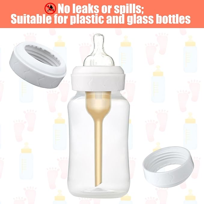 4pcs Bottle Nipple Collars Rings, Compatible with Dr. Brown's Wide Plastic & Glass Bottles Bottles 5oz & 9oz No Leak or Spills Replacement Bottle Nipple Ring Collars Baby Feeding Accessories