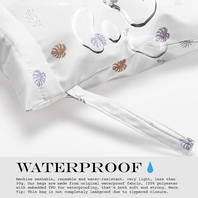 Wet Dry Bag, for Swimsuit, Travel, Beach, Pool, Stroller, Diapers, Dirty Yoga Gym Clothes, Makeup Bag, Waterproof Tropical Palm Leaves Decor Jungle Palm Leaf Favors