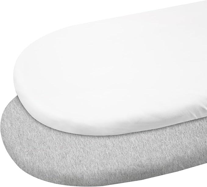Gllquen Baby Bassinet Sheets 2 Pack, 100% Organic Cotton Bassinet Fitted Sheets for Girls Boys, Soft & Breathable Unisex Baby Mattress Sheet for Standard Bassinets 33"x17"(Grey)