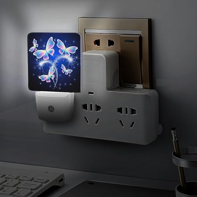 Butterfly Night Light, Plug into Wall Decor Nightlights for Bedroom, Bathroom, Hallway, Kitchen, with Dusk to Dawn Light Auto Sensors LED Night Lights for Boys Girls Women Men Room Gifts