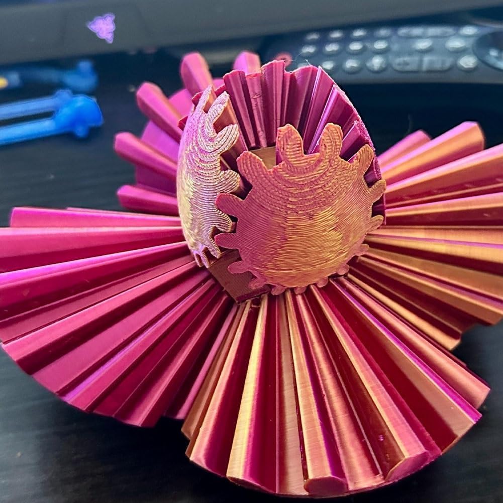 Gear Ball 3D Printed Gear Ball Fidget Toy, Gear Ball Fidget Toy, Perfect for Stress and Anxiety Relaxing fidget Toy, Desk Toy - Ideal for Sensory Needs and Autism (Laser Red Blue)