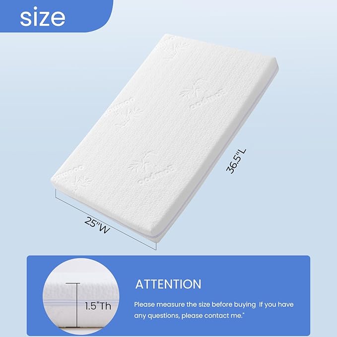 36.5x25 Playard Mattress for Trend: 2" Thick Dual Sided Gel Memory Foam Bassinet Mattress Fit for Dream On Me Nest/Zodiak/Zoom Portable, Pamo Babe Deluxe and Baby Trend Playard