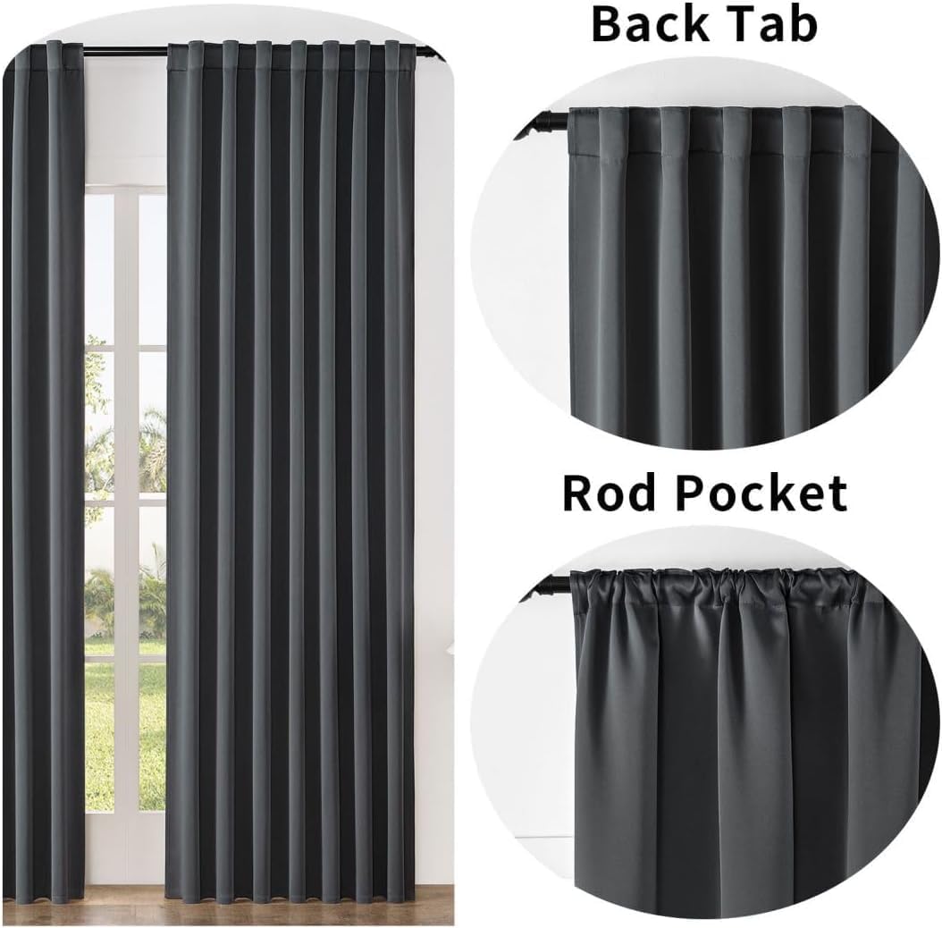Joydeco Custom Blackout Curtains for Bedroom, 1 Panel Room Darkening Curtains & Drapes for Living Room Window Rod Pocket Back Tab (Custom Size,Dark Grey)