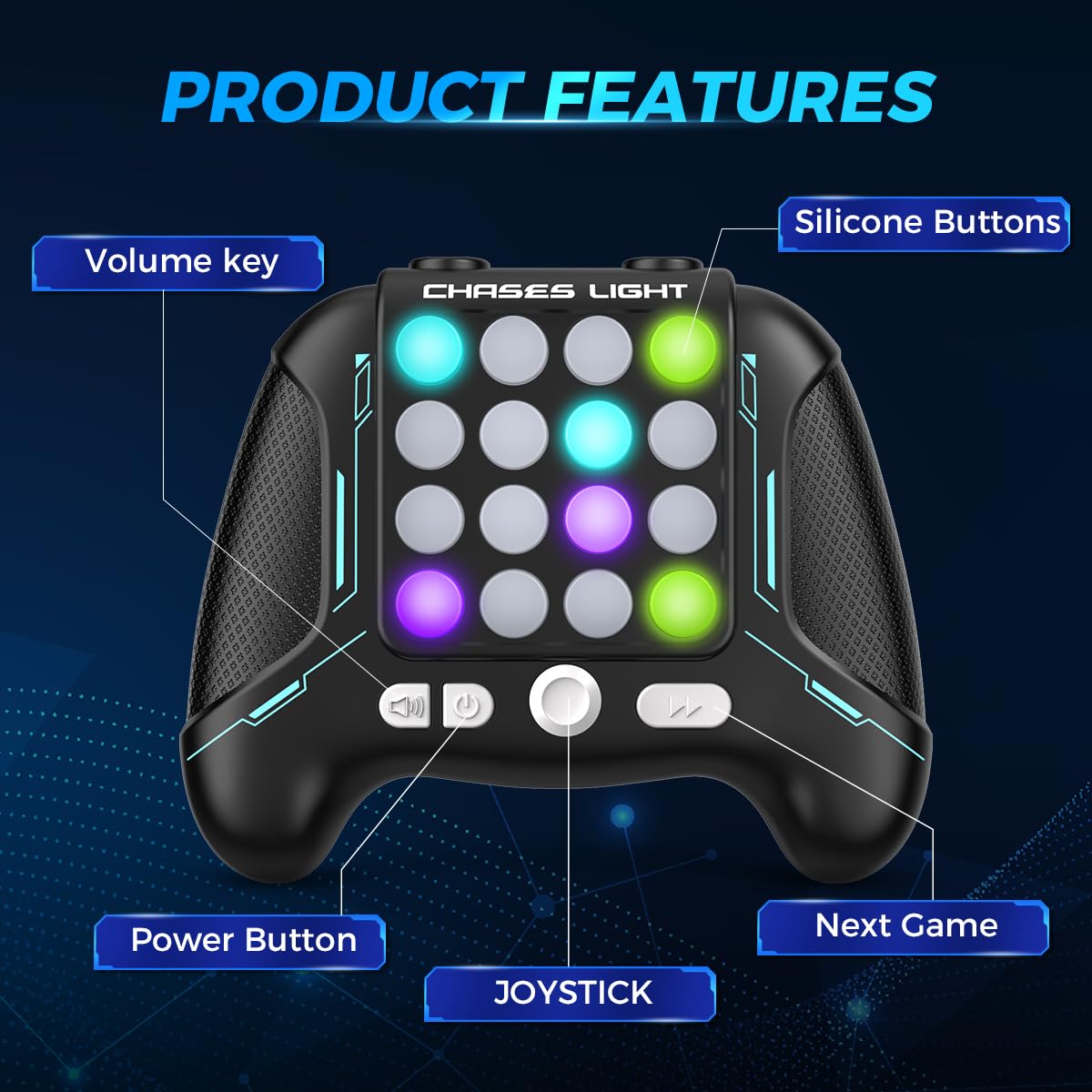 VATOS 2PCS Quick Push Fidget Game Handheld Black & White Electric Pop Game with 5 Gameplay Modes, Handheld Game Controller, Portable Toy Cool Gifts for 6 7 8 9 Year Old Kids Boys Girls Teens Adults