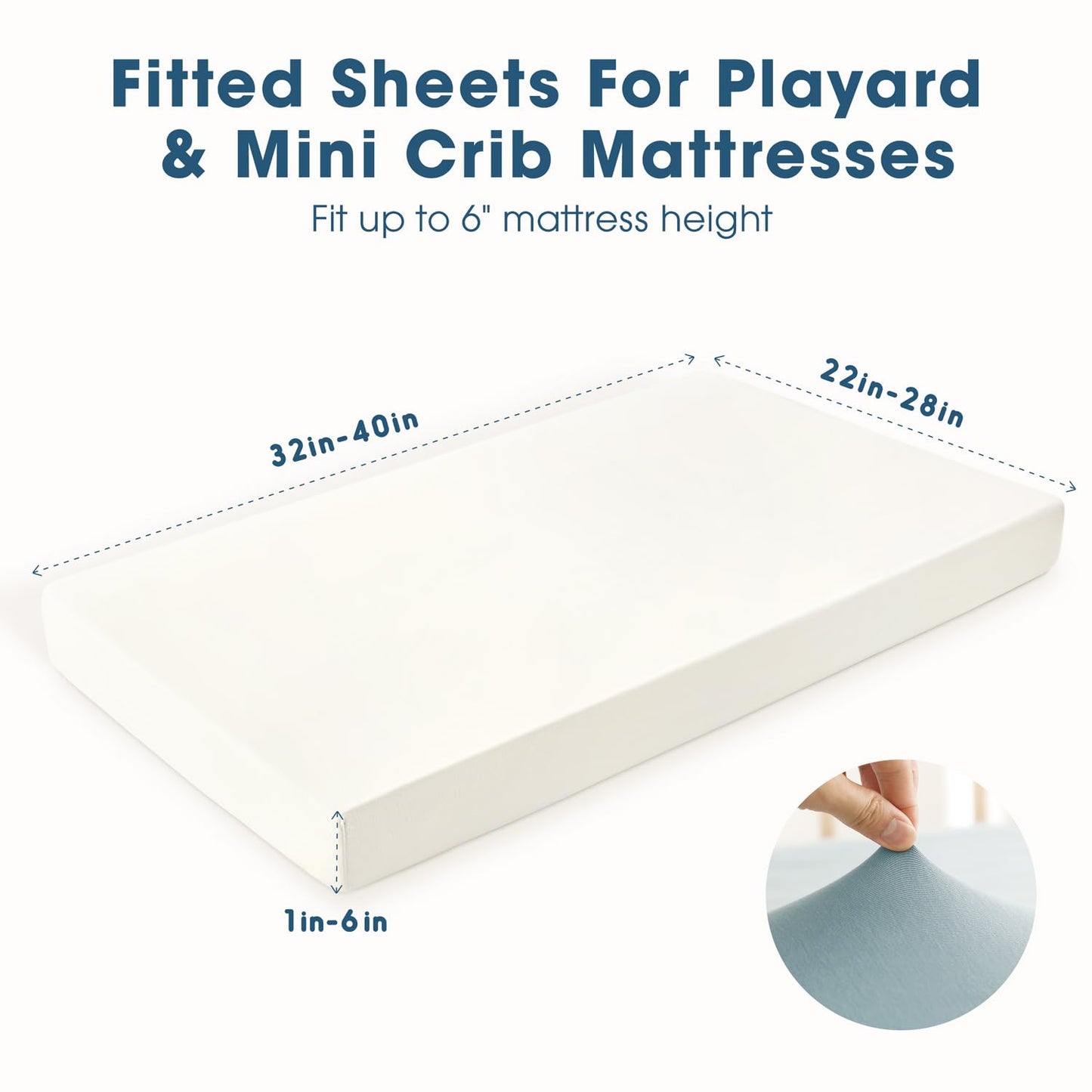 GRSSDER Mini Crib Sheets Fitted, Pack and Play Sheets 2 Pack, Ultra Soft Stretchy Pack N Play Sheets, Universal Fit for Playard Mattress, Jersey Crib Sheets Neutral for Boys and Girls, Blue