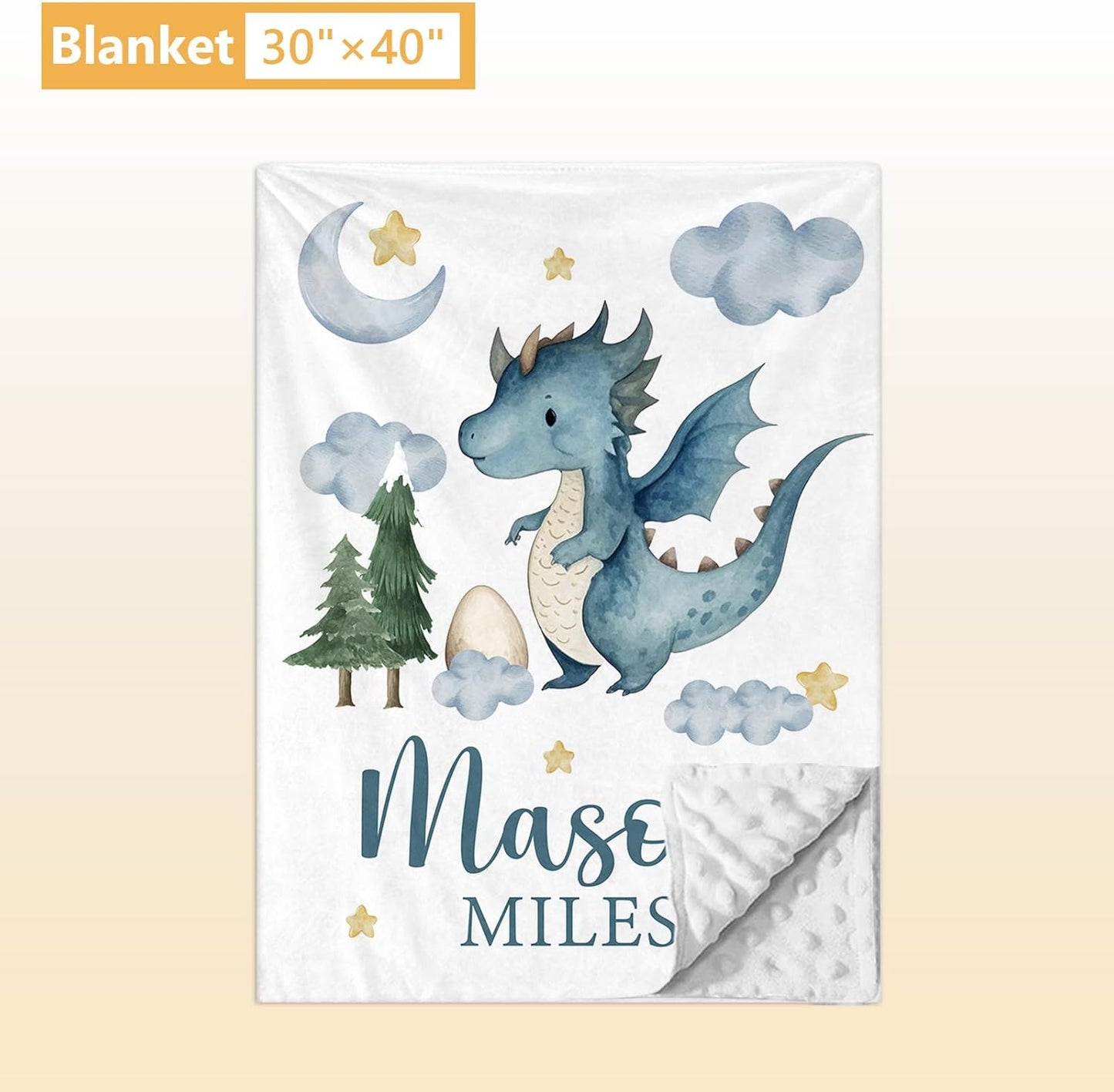 Custom Baby Crib Bedding Set, 5 Pcs Personalized Name Baby Crib Sets for Infant Toddler, Blue Dinosaur Nursery Bedding Set for Baby Boy, Double Layer Baby Bedding Sets Customized Gifts