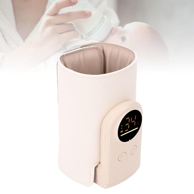 Baby Bottle Warmer, 13cm / 5.1inConstant Temperature USB Rechargeable Portable Bottle Warmer Insulated Sleeve Digital Display Holder for Travel Outdoor Camping