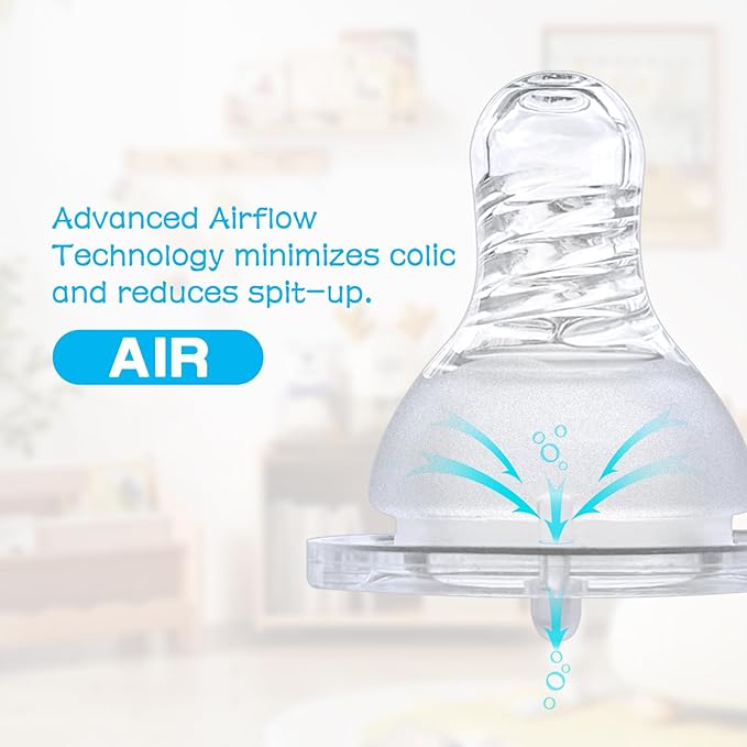 6-Count Silicone Bottle Nipples for Dr. Brown's Narrow Bottles and Evenflo Feeding Classic Standard Neck Bottles, Breast-Like, Anti-Colic Valve, Fast Flow, 6m+