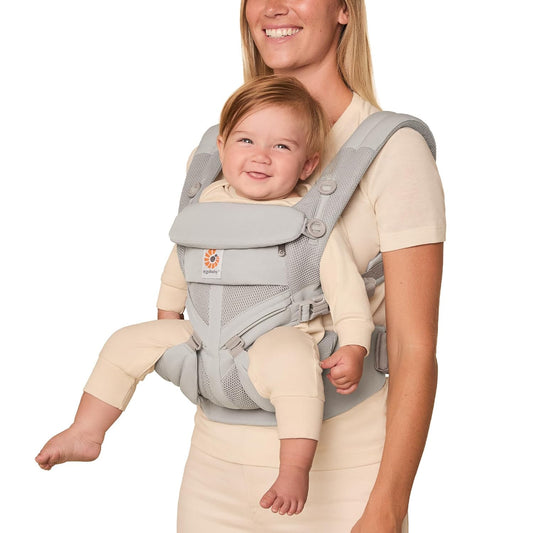 Ergobaby Omni Classic Baby Carrier Newborn to Toddler - Breathable Baby Carriers for Summer - All-Position Carrier with Lumbar Support (7-45 Pounds), Mesh, Pearl Grey